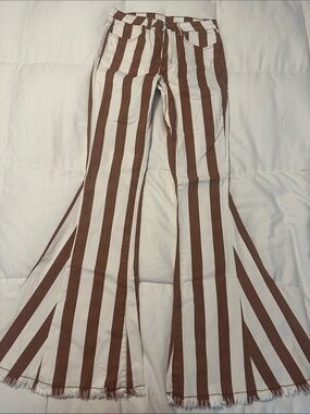 Altar'd State Rust and Cream flair pants